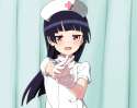 Konachan.com - 189517 black_hair blush gloves gokou_ruri long_hair nurse ore_no_imouto_ga_konna_ni_kawaii_wake_ga_nai purple_eyes shinya.jpg