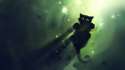 anime-cat-goes-on-water-anime-cat-black-black-cat-cat-cat-original-dark-green-water-shine-water.jpg