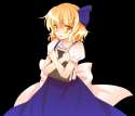 alice_margatroid+alice_margatroid_(pc-98)-1girl alphes_(style) blonde_hair book bow female hair_bow lain24 mystic_square parody short_hair simple_background solo style_parody suspenders touhou touhou_(pc-98) yellow_ey.jpg
