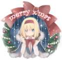 blonde_hair blue_eyes bow capelet christmas hairband oinari_(tensaizoku) sakutiki solo touhou wreath-5213b9c208cc056b619e65e1163c002e.jpg