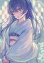 s - 1890532 - 1girl ame_yamori blue_hair blush brown_eyes copyright_name flower japanese_clothes kimono lily_(flower) long_hair lo.jpg