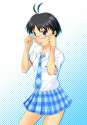 305161 - _p 1girl antenna_hair glasses idolmaster kikuchi_makoto nishi_(count2.4) plaid plaid_skirt rough_time_school school_uniform skirt solo tongue tongue_out.jpg