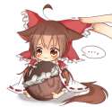 ... 1girl _3 ahoge animal_ears barefoot blush bow brown_eyes brown_hair chibi chocolate chocolate_coin feet female hair_bow hair_tubes kemonomimi_mode lowres petting sleeves_past_wrists solo_focus tail tosura-.png