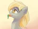 731297__safe_solo_derpy+hooves_simple+background_portrait_mouth+hold_carrot_horses+doing+horse+things_artist-colon-vertiliago.png