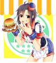 1833434 - 1girl apron food hamburger hat idolmaster kikuchi_makoto looking_at_viewer mini_hat restaint shorts wrist_cuffs.jpg