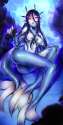 18506 - blue blush breasts cave duplicate fins long_hair mermaid monster_girl nereid nipples nude orange_eyes pointy_ears scales smile tail tattoo.jpg