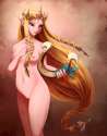 e - 1734751 - artist_request blonde_hair blue_eyes braid breasts female harp long_hair navel nintendo nip.jpg