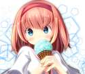 1girl bad_id blonde_hair blue_eyes capelet cone food hairband ice_cream ice_cream_cone oimo_(imoyoukan) ribbon short_hair solo touhou-3ca778de0b4d41f22669369602607592.jpg