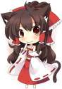 1girl _3 animal_ears blush bow brown_hair cat_ears cat_tail chibi detached_sleeves dress female hair_bow japanese_clothes kemonomimi_mode lozelia miko ponytail red_dress red_eyes smile solo tail touhou wavy_mo.jpg