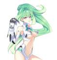 s - 767306 - 1girl bare_shoulders breasts gloves green_hair green_heart long_hair midriff multiple_copyrights official.jpg