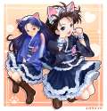 503481 - 2girls animal_ears blue_hair cat_ears dress embarrassed heart idolmaster kikuchi_makoto kisaragi_chihaya multiple_girls nekopuchi paw_pose.jpg