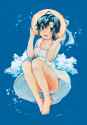 1800680 - 1girl ahoge barefoot blue_eyes blue_hair blush dress hat idolmaster kikuchi_makoto long_hair short_hair smile solo sundress.png