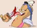 HuntaKilla licking a bloody knife.png