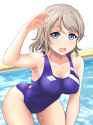 s - 3354972 - 1girl arm_up blue_eyes blue_swimsuit blush breasts brown_hair competition_swimsuit covered_navel highres.jpg