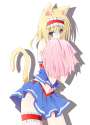 1girl animal_ears blonde_hair blue_eyes blush cheerleader hairband ichimura_kanata kemonomimi_mode tail touhou-4b46aea516fd7226b717170f117c8666.jpg