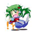 kochiya sanae-! blush stickers chibi chouko detached sleeves female frog green eyes green hair snake spill touhou tray tripping.ed89d8452832fbd11ce8e2256da42cc5.jpg