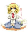1girl animal_ears blonde_hair blue_eyes cat_ears cat_tail female kemonomimi_mode nyan short_hair sitting solo tail touhou wariza yuzuyunagi-38fb1ab701eb03ee58d1b7cdba118f48.jpg