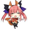 s - 2496946 - 1girl animal_ears bow breasts caster_(fate_extra) chibi cleavage eyes_closed fate_extra fate_(se.jpg