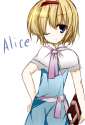 bad_id blonde_hair blue_eyes book english female fujishiro_emyu hairband hand_on_hip highres hips touhou wink-c9d4909d367681b1a4ab95a0a1c9854b.jpg