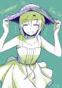 s - 2169711 - 1girl alpha_(yukai_na_nakamatachi) closed_eyes dress hat highres idolmaster kikuchi_makoto short_hair smile solo sundress.jpg