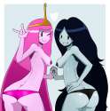 e - 1181748 - 2girls adventure_time black_hair holding_hands marceline panties pink_hair princess_bubblegum.jpg