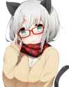 s - 1841395 - 1girl animal_ears bespectacled blush cardigan cat_ears cat_tail glasses green_eyes kinakomoti look.jpg