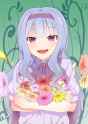 1654-1girl _d blush flower hairband jpeg_artifacts long_hair open_mouth purple_eyes ribbon silver_hair smile solo 09041231 shijou_takane idolmaster.jpg