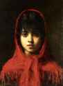 Young Girl in a Red Shawl-Alexei alexeivich Harlamoff.jpg
